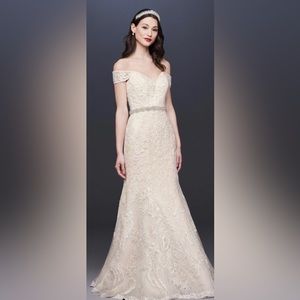 David’s bridal Oleg Cassini white wedding dress style # 14010665